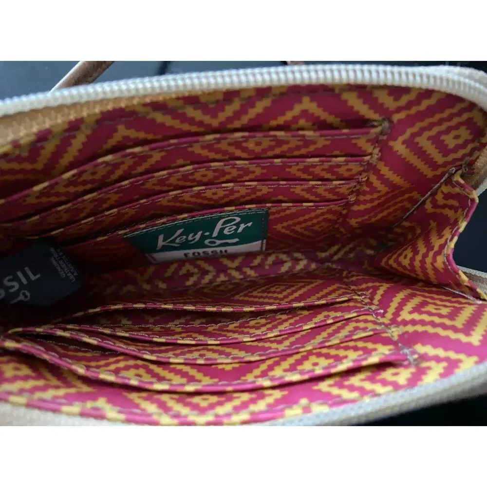 FOSSIL Key-Per Colorful Wristlet w/Leather Trim